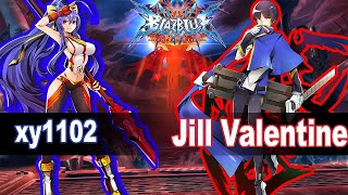 BBCF xy1102 Mai vs Jill Valentine Hibiki Blazblue CentralFiction Ranked match [upl. by Marl191]