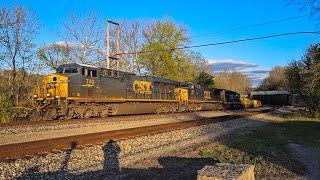 EMD SD402 on CSX mixed freight train in golden light [upl. by Elnora813]