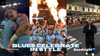 NSW Blues Team Celebrations After Game 3 2024 State Of Origin Decider win [upl. by Eiclehc268]