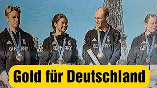 Deutsche TriathlonMixed Staffel holt gold in Paris olympische sommerspiele 2024 [upl. by Einnel98]