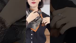 SUNXZZ how to tie a thin scarf around your neck cat scarffashion beauty scarf winteraccessory [upl. by Ailefo694]