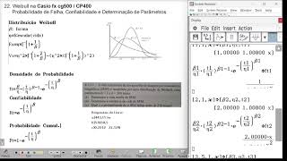 22 Weibull na Casio fxcg500  Weibull Probability density and parameters [upl. by Rechaba677]