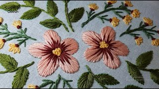 Hand Embroidery for Beginners  Flowers with Satin stitch and Laizy Daisy stitch [upl. by Dacia580]