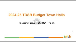 TDSB Budget Town Hall Meeting  February 20 2024 [upl. by Curhan223]