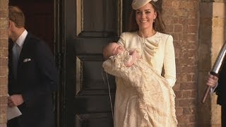 Prince George leaves christening at St Jamess palace in his mothers arms [upl. by Saile]