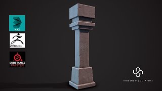 Modeling Sculpting amp Texturing Stylized Pillar  Part1 Modeling [upl. by Inttirb733]