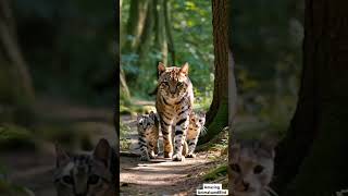 Adorable Bobcat Family Stroll Mother Bobcat Walking with Two Playful Cubs in the Wild [upl. by Coward]