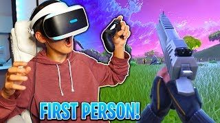 MY LITTLE BROTHER PLAYS FORTNITE IN FIRST PERSON First Person Gameplay VR  David Vlas [upl. by Keraj209]