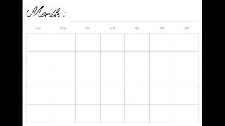 Free Printable Blank Monthly Calendar Minimalist Template Digital Calendar A4A5Letter SunMon [upl. by Kristopher]