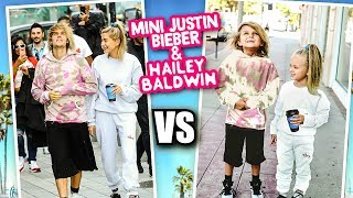 Mini Justin Bieber amp Hailey Baldwin Recreate Exclusive Hollywood Photos Part 3  Slyfox Family [upl. by Bald]