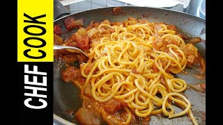 Bucatini allAmatriciana  Παραλλαγή  spaghetti allAmatriciana Αματριτσιάνα [upl. by Hairahcez]