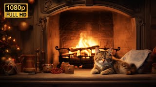 Crackling Fireplace amp Cat Purrs 🔥 Unwind amp Melt Away Stress in Cozy Ambience [upl. by Neenaej]