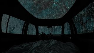 🔴10 Hours ASMR 😴 Overnight in the car during heavy rain and thunderstorms to rest and sleep [upl. by Euqnom391]