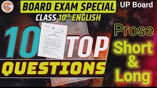 English Class 10 Important Questions class10english class10upboardenglish [upl. by Enneicul]