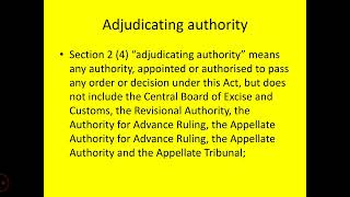 quotAdjudicating Authorityquot 24 of CGST ACT 2017 [upl. by Robinett113]