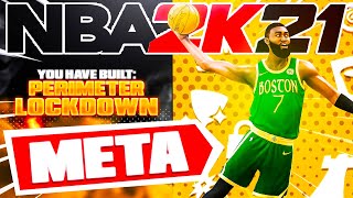 BEST PERIMETER LOCKDOWN BUILD ON NBA 2K21 META BUILD SERIES VOL 2 [upl. by Aissatsana]