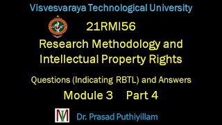 VTU 21RMI56 Research Methodology amp IPR Question amp Answer Module 3 Part 4 [upl. by Ennyleuqcaj]