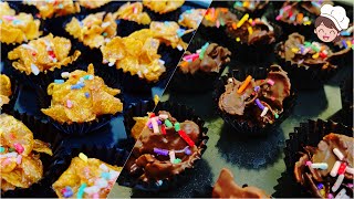 Easy Fast Honey and Chocolate Cornflakes Cookies Recipes  Biskut Cornflakes Madu dan Coklat  35 [upl. by Oel]