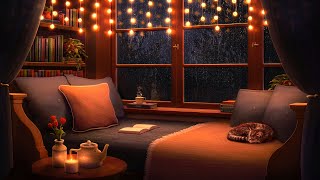 Cozy Reading Nook Ambience with Soothing Thunderstorm and Rain Sounds for Sleep amp Relaxation [upl. by Philina]