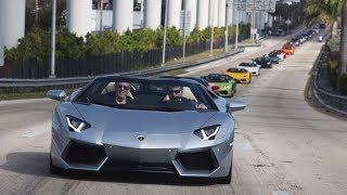 Exotic cars in Miami Toys for Tots 2013 Toy Rally The amazing Cars Lamborghini Ferrari etc [upl. by Ahsiuqet602]