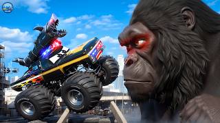 Kong vs Giant Police Monster Truck  City Heroes Police Cars Action Packed Rescue  Hero Cars Movie [upl. by Navetse39]