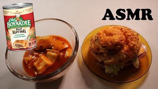 CHEF BOYARDEE BEEF RAVIOLI amp SALAMI CHEESE BUN ASMR MUKBANG [upl. by Atinot]