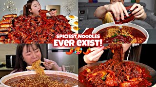 MUKBANGERS EATING TOO MUCH EXTREMELY SPICY NOODLES 🌶️🔥🥵🥵🥵 [upl. by Hynda650]