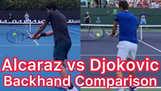 Carlos Alcaraz vs Novak Djokovic Backhand Comparison Pro Tennis Technique Explained [upl. by Ahteral622]