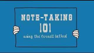 NoteTaking 101using the Cornell Method [upl. by Court]