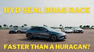 Drag racing the BYD Seal against supercars Faster than a Lamborghini [upl. by Dolley]