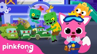 Help the Zombie Police Car Return to Normal  🚓 Car Hospital  BEST Car Songs  Official Pinkfong [upl. by Kreiner]