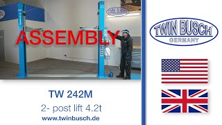 Assembly of the TW 242M and TW 236M  2 post lift BASIC LINE from TWIN BUSCH® [upl. by Fenton680]