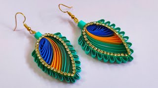 Quilling Earrings Peacock Design  Quilled Peacock Feather Earrings [upl. by Eyram619]