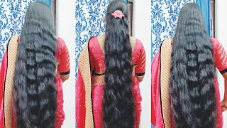 Quick hair style 💖 Knee length long hair South Indian clipped hair style Rapunzel hair Long hair [upl. by Yob]