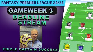 FPL DEADLINE STREAM GAMEWEEK 3  FPL KAYMAN X BIG JEFF FPL   TOTAL180 pts RANK 165k  ISAK TO WAT [upl. by Yedorb]