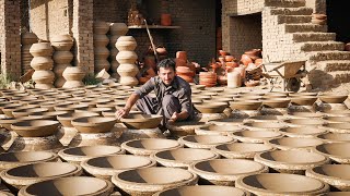 Pottery Art Making Traditional Clay Plates Glazed in Old Style Pottery Kiln  Pure Skill [upl. by Ssilem]