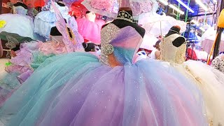 LA LAGUNILLA VESTIDOS LARGOS ECONÓMICOS PARA NOVIAXV AÑOSFIESTAS 😍Recorrido MERCADO LAGUNILLA CDMX [upl. by Anawt]