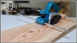 planing wide boards perfectly with electric hand planer  upgraded ver 2 woodworking [upl. by Enytnoel]