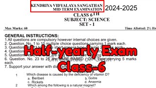 Class 6 Science Half yearly Exam Question Paper  Term1 Session 202425 Kendriya Vidyalaya CBSE [upl. by Brenner]