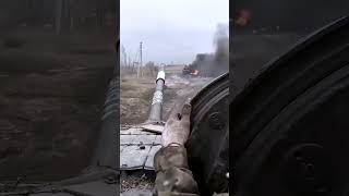 Russian soldiers flee after their T80 tank is hit by Javelin missile [upl. by Notwen358]