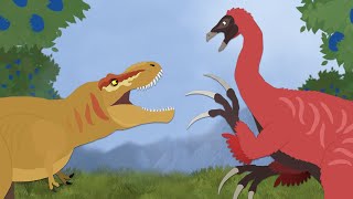 Dinosaurs cartoons battles Tarbosaurus vs Therizinosaurus  DinoMania [upl. by Enelyar]