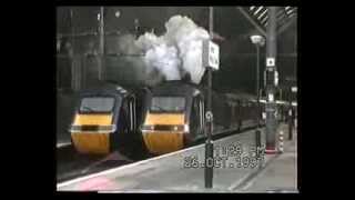 GNER 125 HST PAXMAN VALENTA DEPARTING LONDON KINGS CROSS THRASH CLAG [upl. by Brownson]