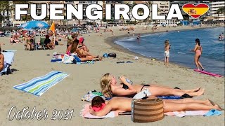 FUENGIROLA SPAIN BEACH WALK IN OCTOBER 2021 Latest Beach Walk Updates In Spain 2021 4K [upl. by Jannelle638]