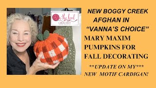 NEW Boggy Creek Afghan  FALL Pumpkins  Green GRANNY SQUARE Cardigan is On The Hook [upl. by Arleen]