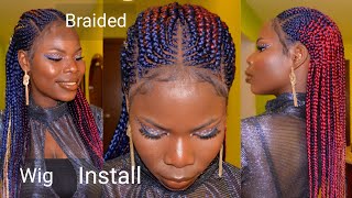 Elastic Band Method Braided Lace Frontal Wig Installation  No Glue [upl. by Elnukeda832]