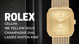 Rolex Cellini 18k Yellow Gold Champagne Dial Ladies Watch 4347  SwissWatchExpo [upl. by Codi]