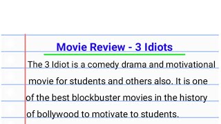 FilmMovie Review Writing3 Idiots Film Review Writing3 Idiots in EnglishMovie Review 3 Idiots [upl. by Demaggio734]