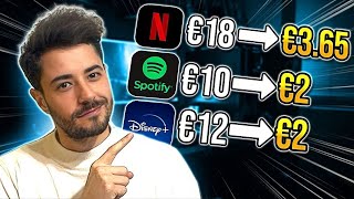 Come Avere Qualsiasi Abbonamento Come Netflix Spotify Disney Canva NordVPN Quasi GRATIS [upl. by Hebrew336]