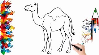 How To Draw A Cartoon Camel Drawing Coloring For Kids amp Toddlers  Camel Drawing Very Easy Beginners [upl. by Adekram]