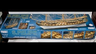 Mantua  Panart San Felipe 1690 175 Wooden Scale Model Kit [upl. by Bobina]